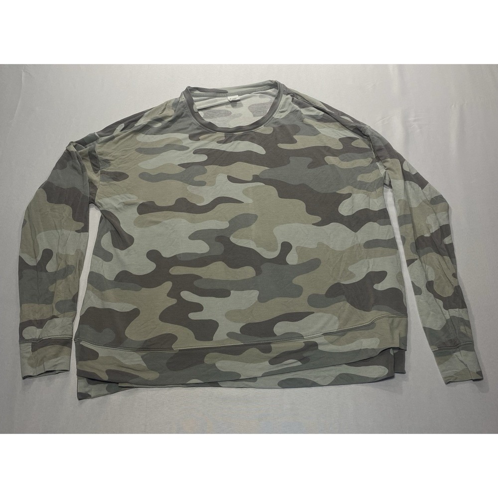 Jasmine Ginger Womens L Camo Sweatshirt Oversized High Low Hem Rayon